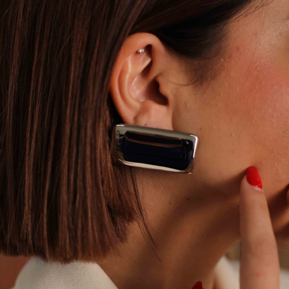 SILVER SQUARE EARRINGS